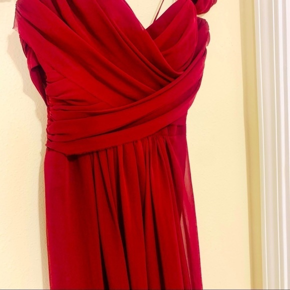 Hayley Paige Burgundy Chiffon Dress prom size 4 - Picture 4 of 7